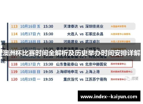 澳洲杯比赛时间全解析及历史举办时间安排详解